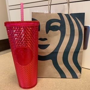 Starbucks Holiday Cold Cup. Hot pink spiked.